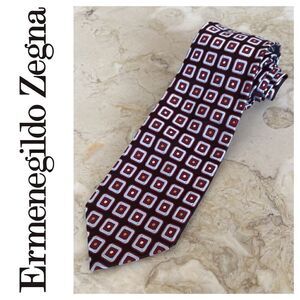 Ermenegildo Zegna 100% Silk Geometric Pattern Power Tie Made in Italy